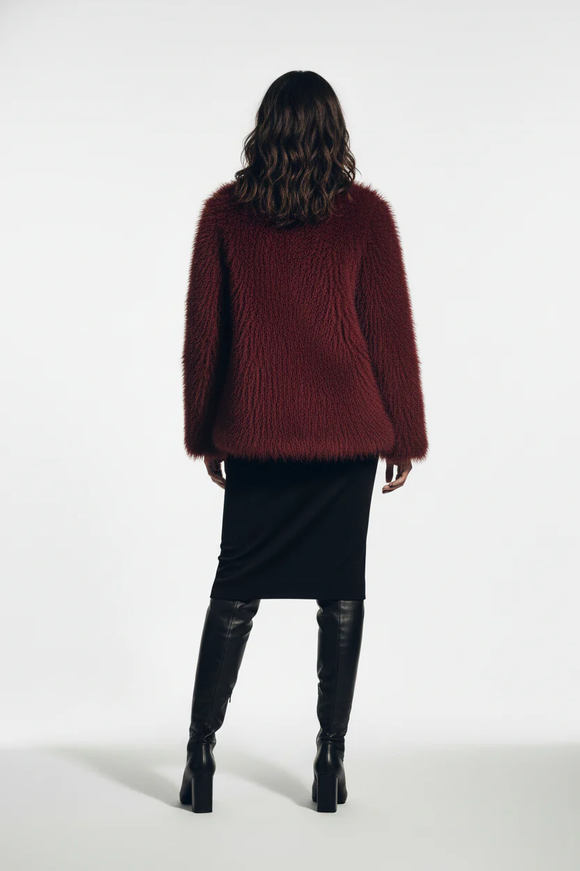 THE LUCIA FAUX FUR COAT – CHOCOLATE - Image 5