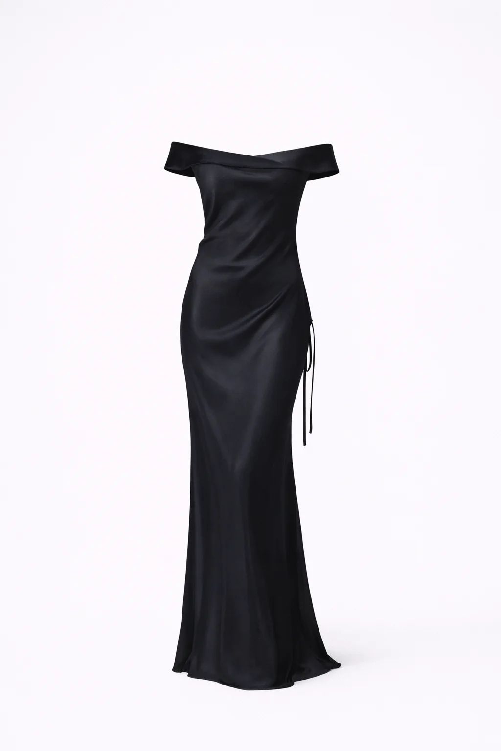 SOMERSET GOWN — Off-Shoulder Draped Satin Maxi with Open Back - Image 4
