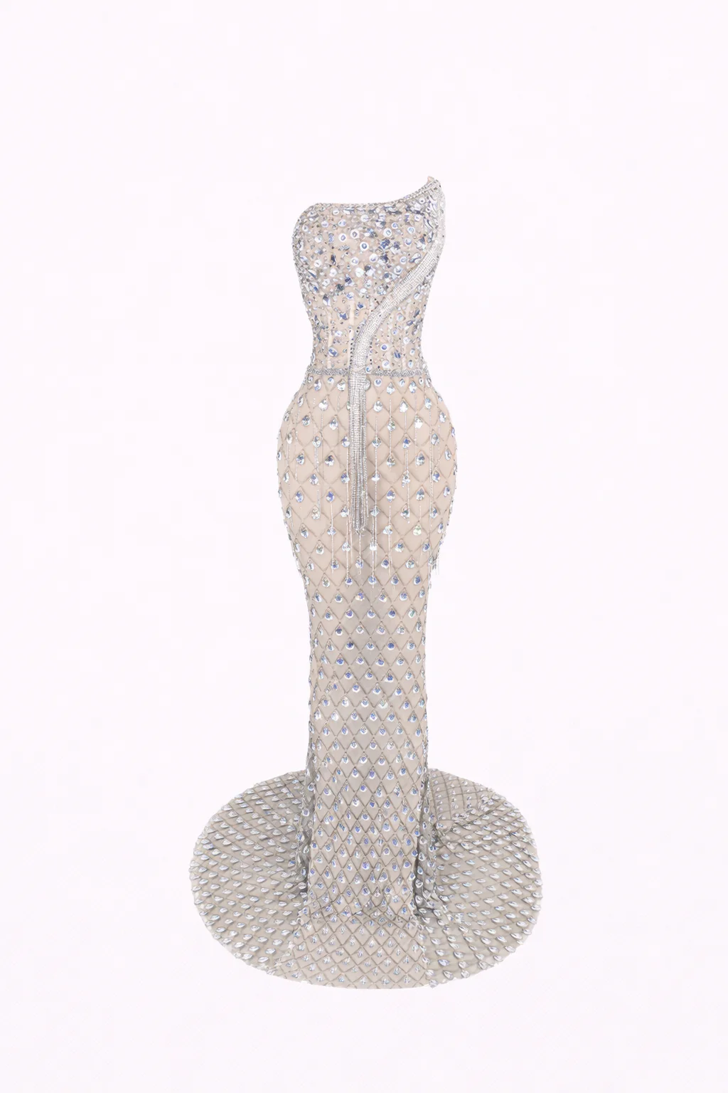Dimond Gown — Crystal-Encrusted Sheer Mermaid Dress - Image 3