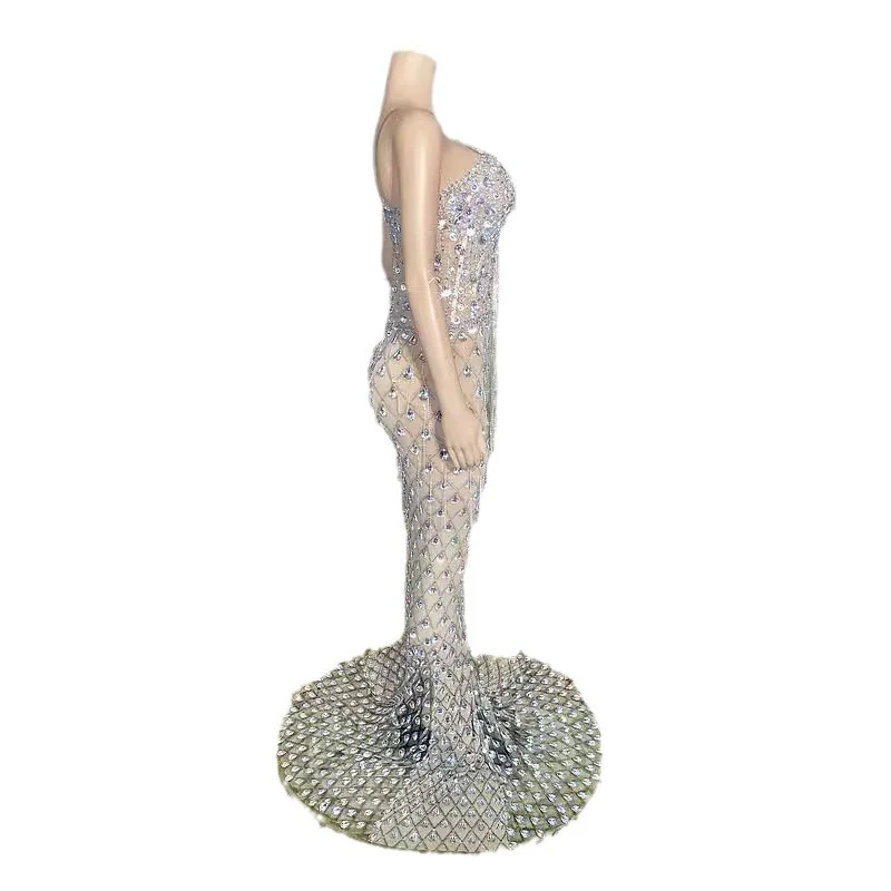 Dimond Gown — Crystal-Encrusted Sheer Mermaid Dress - Image 6