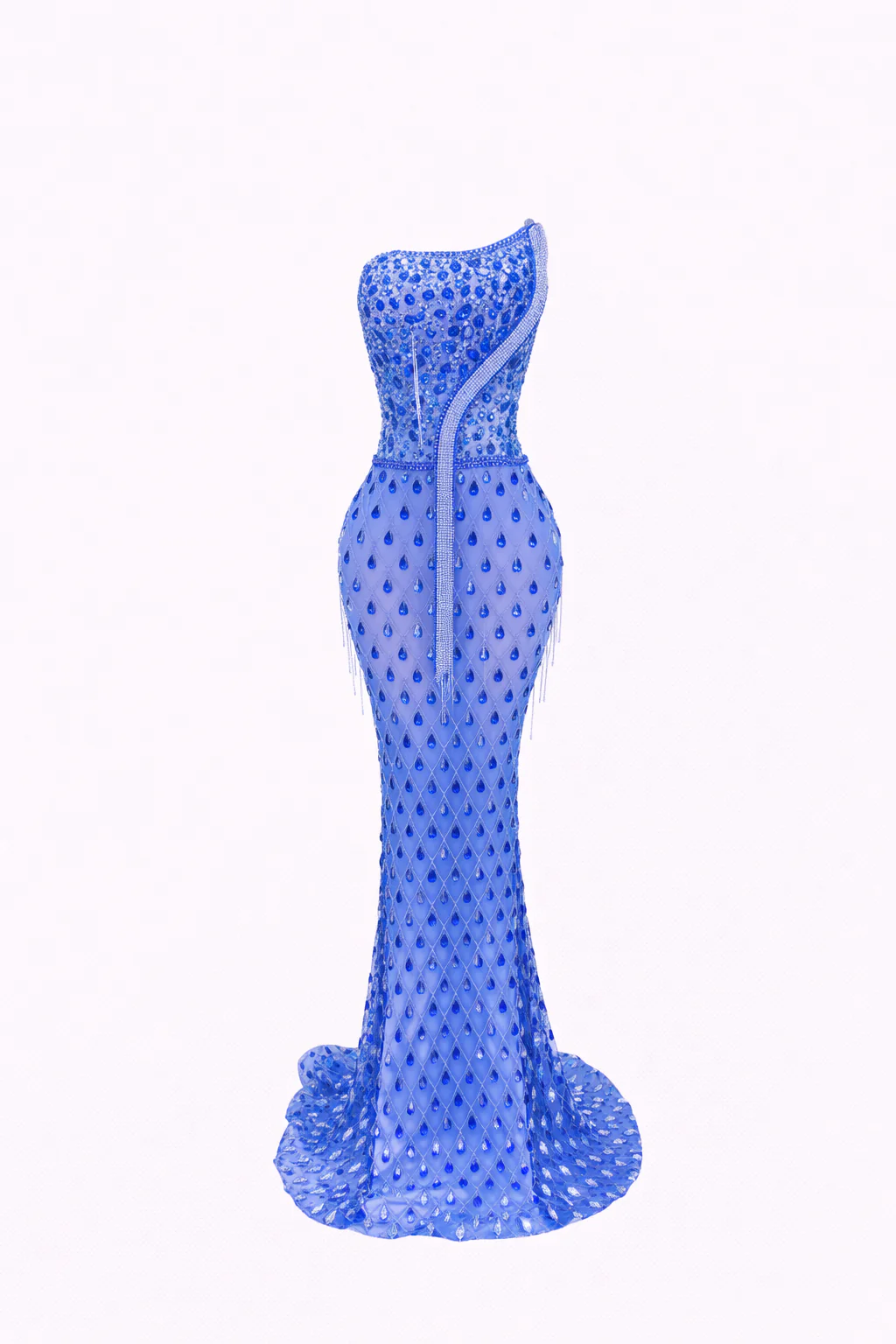 Dimond Gown — Crystal-Encrusted Sheer Mermaid Dress - Image 8