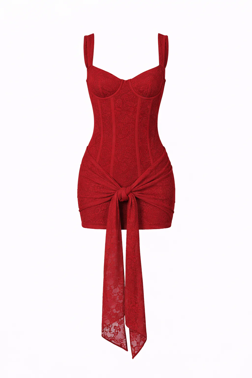 VALENTINA DRESS — Lace Corset Mini with Draped Skirt - Image 11