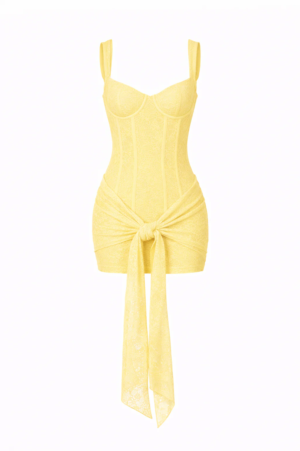 VALENTINA DRESS — Lace Corset Mini with Draped Skirt - Image 12