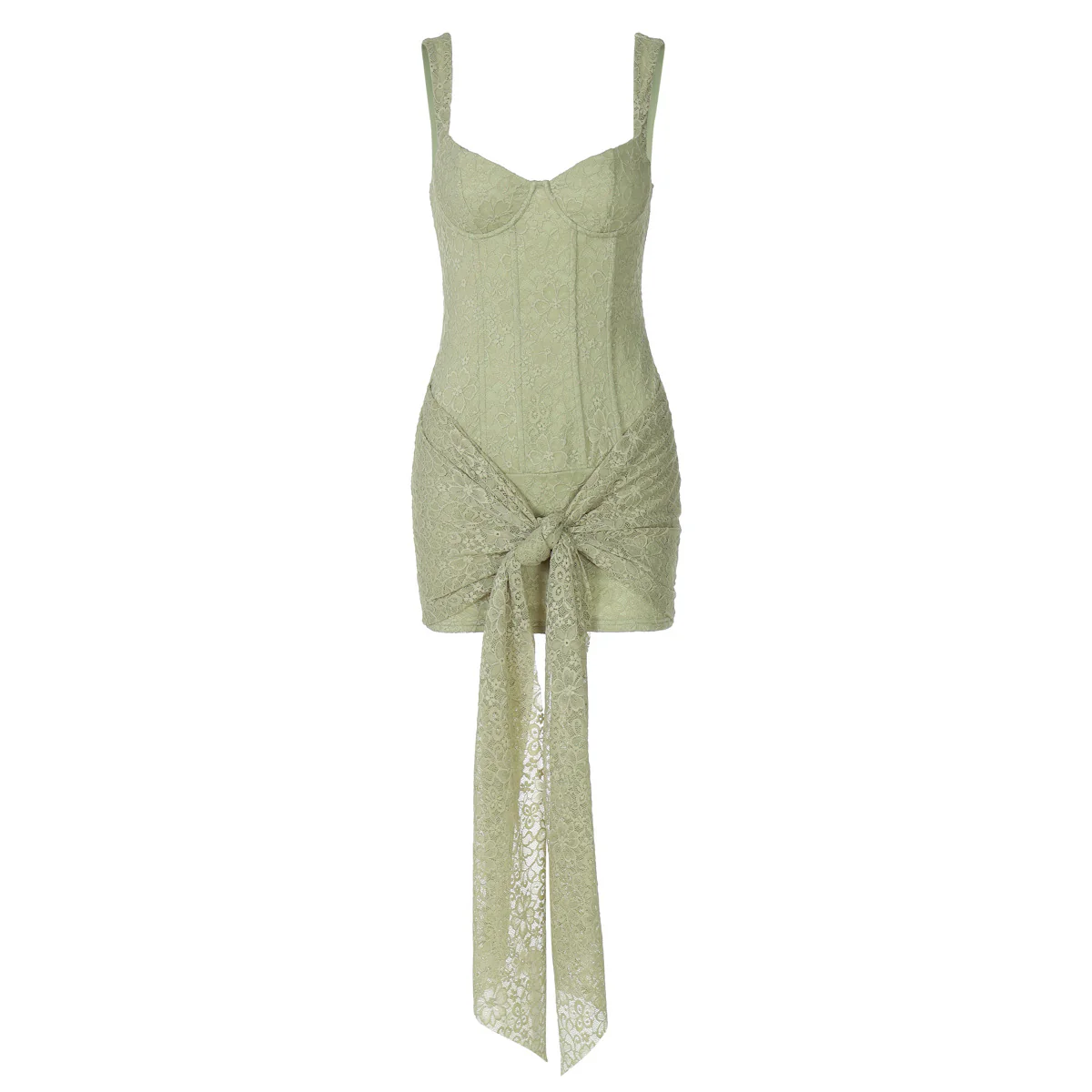 VALENTINA DRESS — Lace Corset Mini with Draped Skirt - Image 3