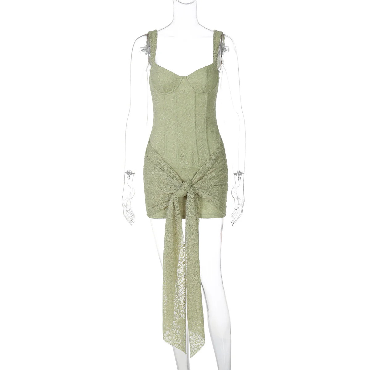 VALENTINA DRESS — Lace Corset Mini with Draped Skirt - Image 4