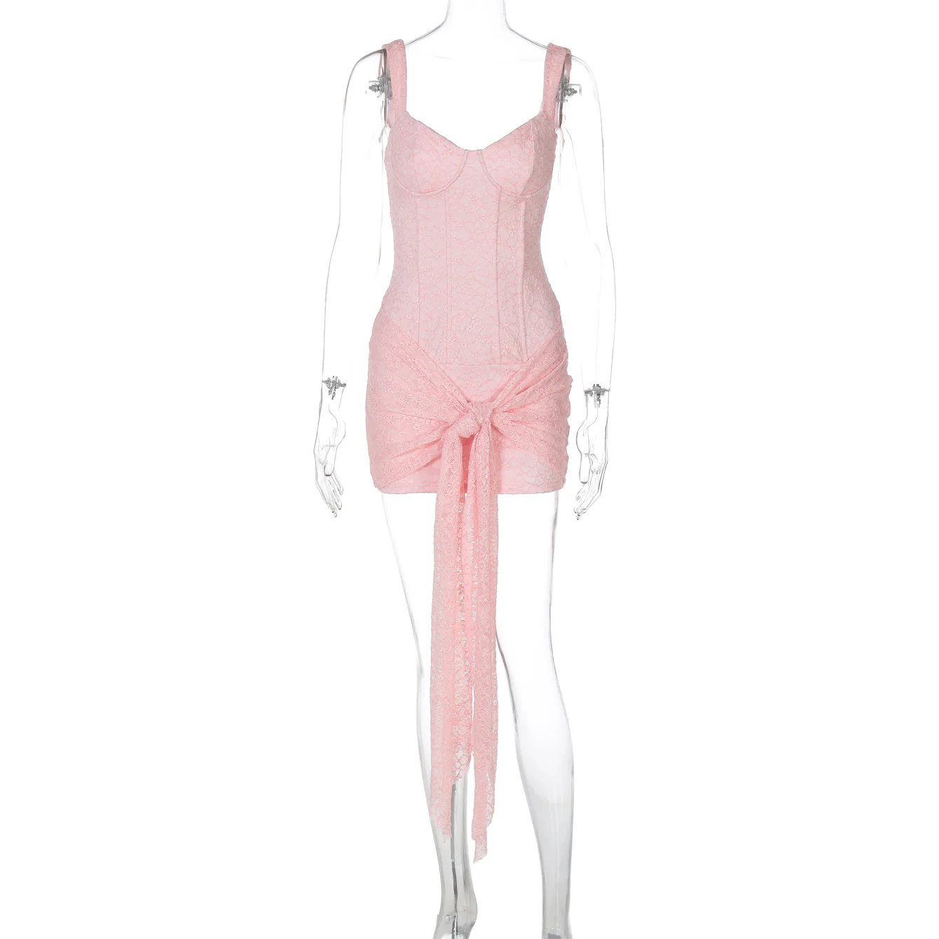 VALENTINA DRESS — Lace Corset Mini with Draped Skirt - Image 5