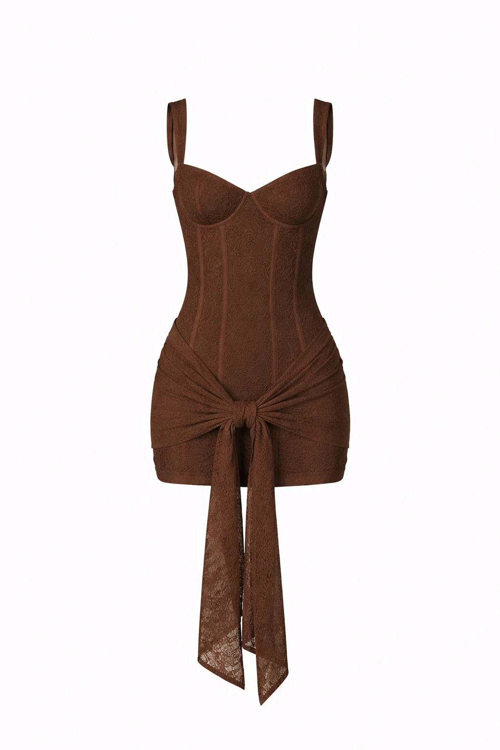 VALENTINA DRESS — Lace Corset Mini with Draped Skirt - Image 8