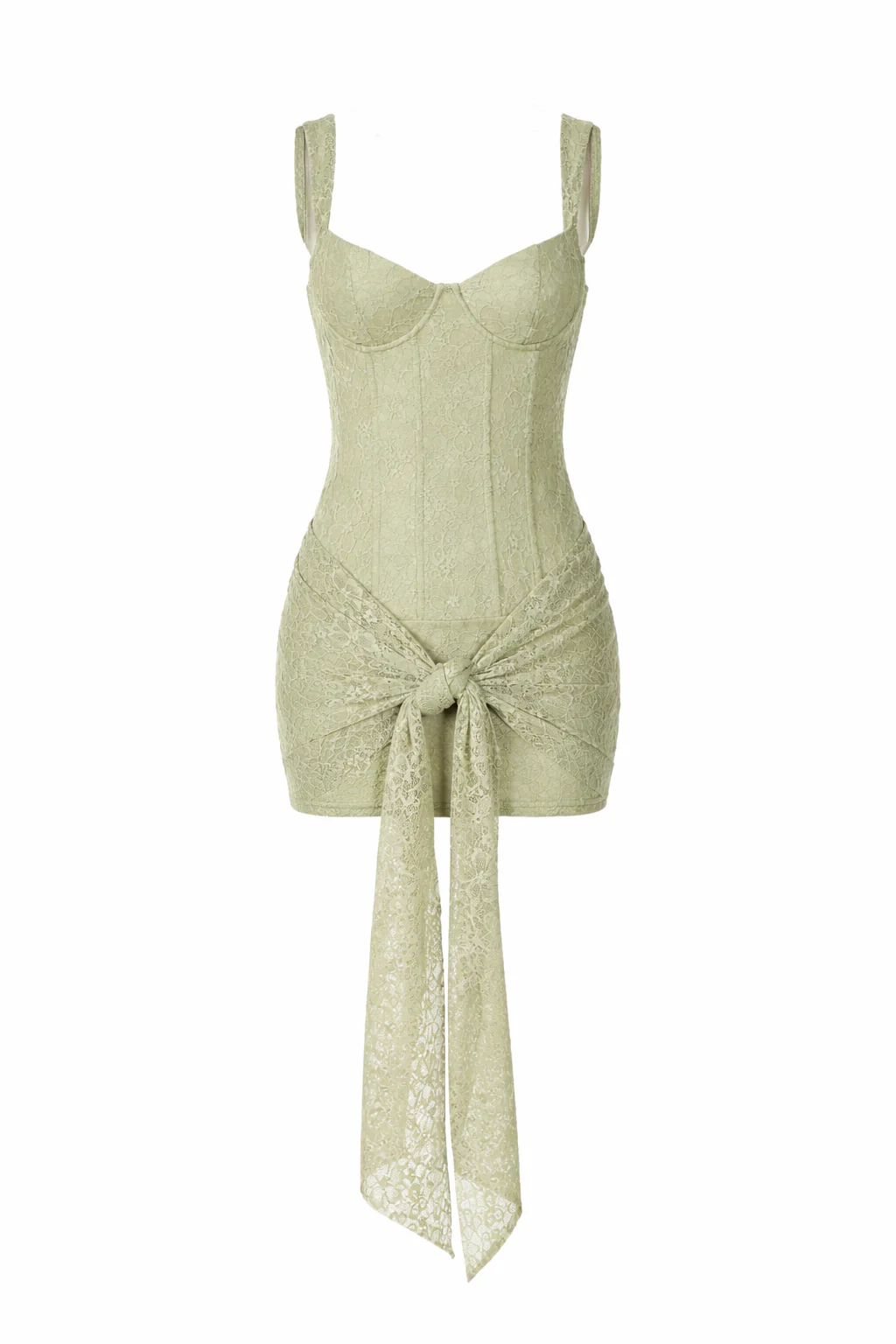 VALENTINA DRESS — Lace Corset Mini with Draped Skirt - Image 9