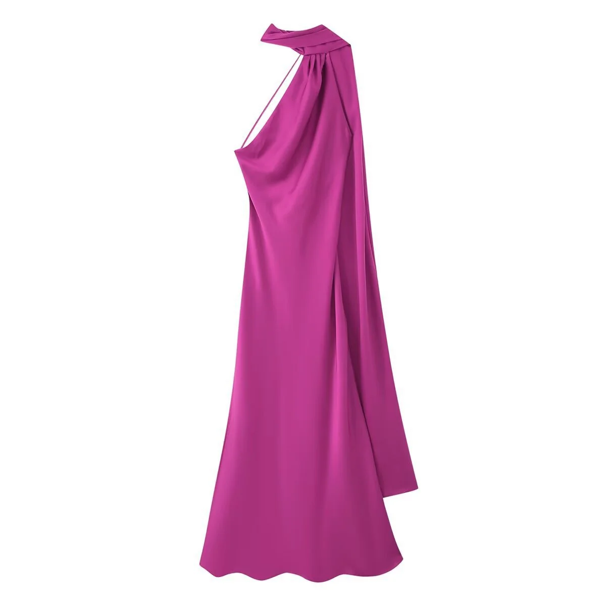 Sienna One-Shoulder Draped Satin Gown - Image 7