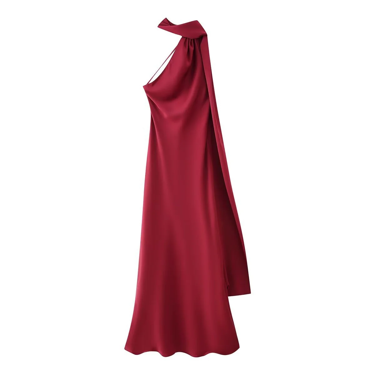 Sienna One-Shoulder Draped Satin Gown - Image 8