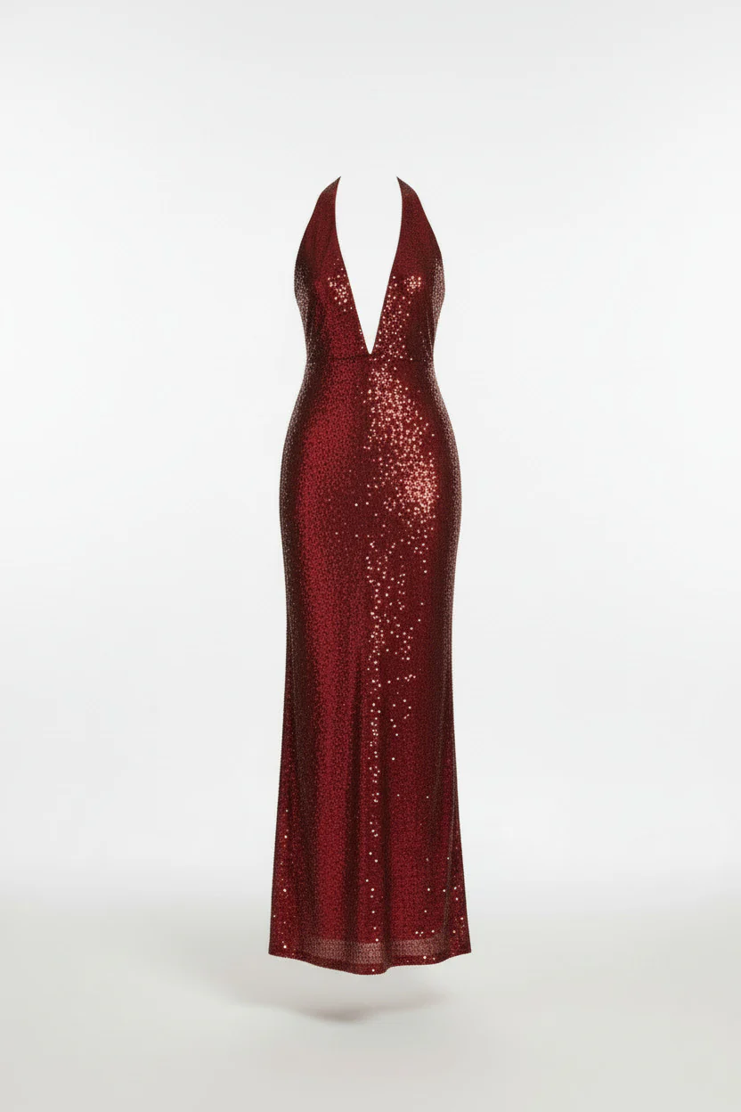 ELENA GOWN — Halter Sequin Column Maxi - Image 3