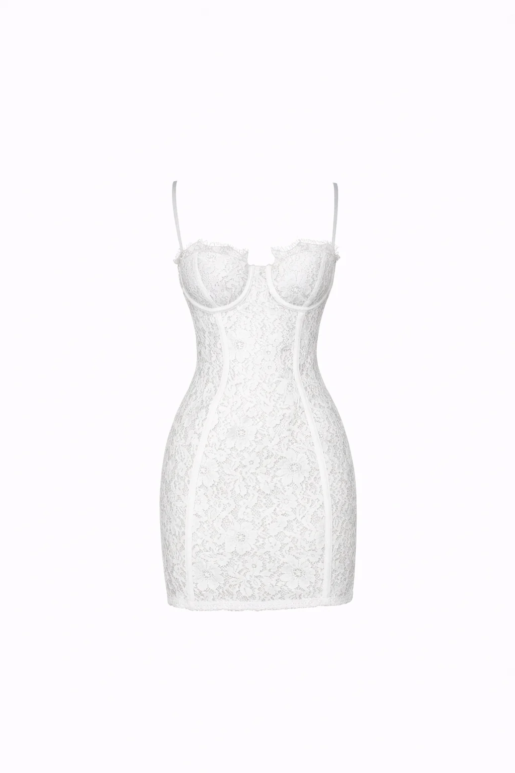 Lola Mini— Eyelash Lace Corset Dress with Spaghetti Straps - Image 4