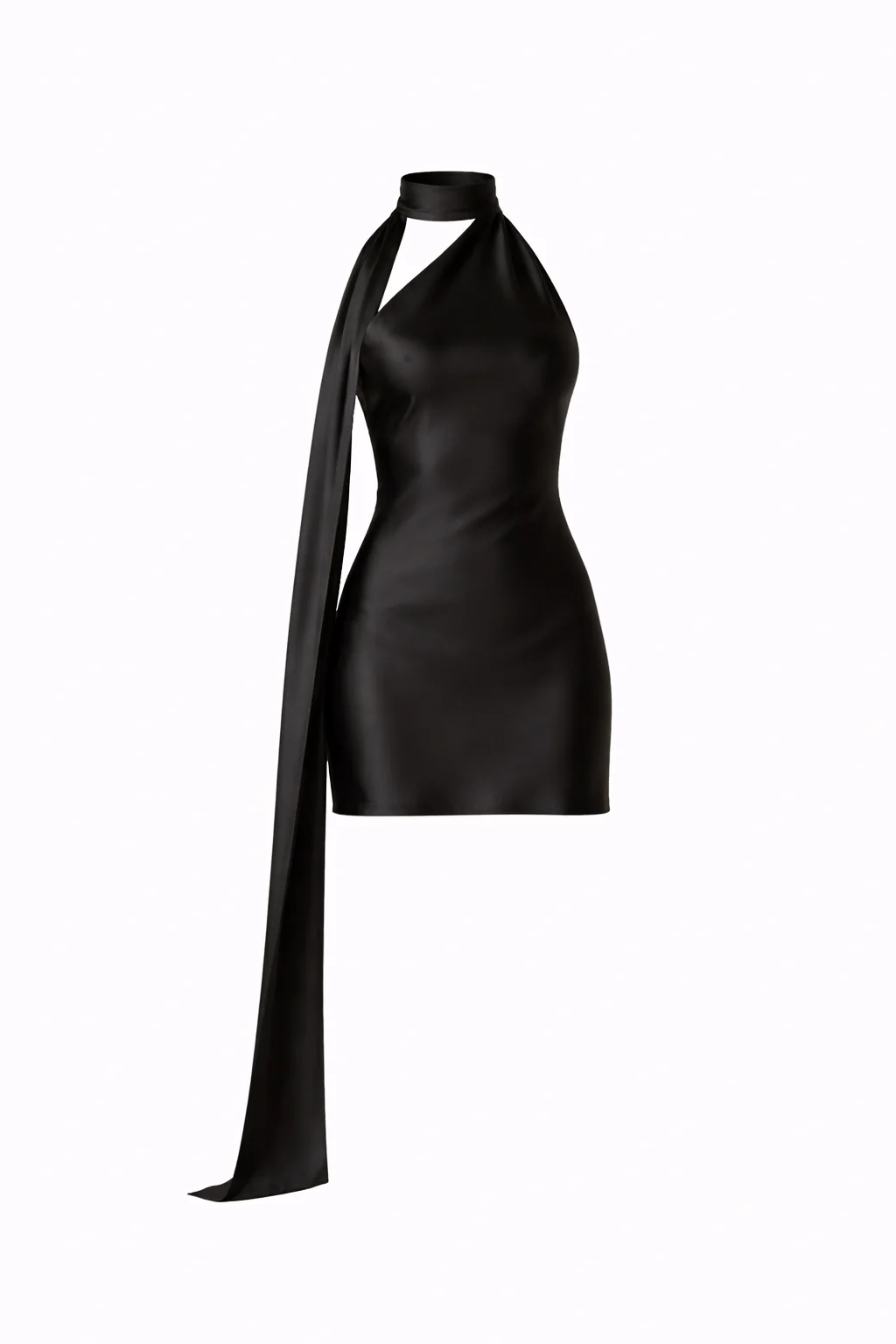 Grace Mini— Halter Satin Dress with Flowing Scarf Tie - Image 5