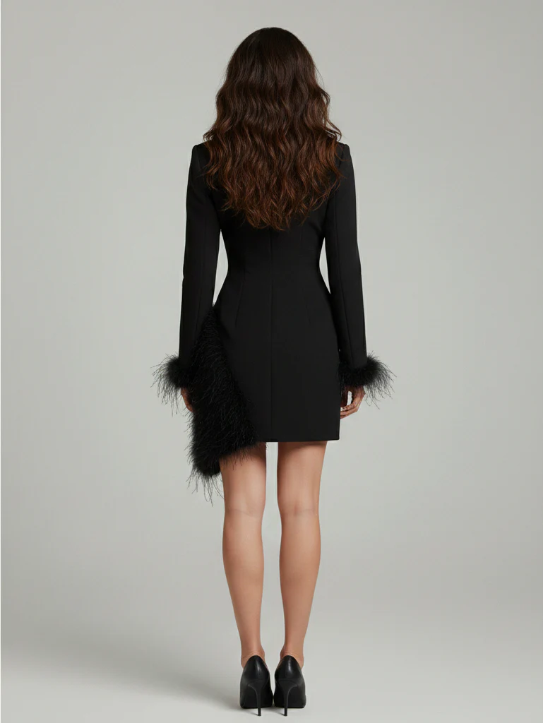 Valentina Feather-Trim Blazer Dress - Image 2