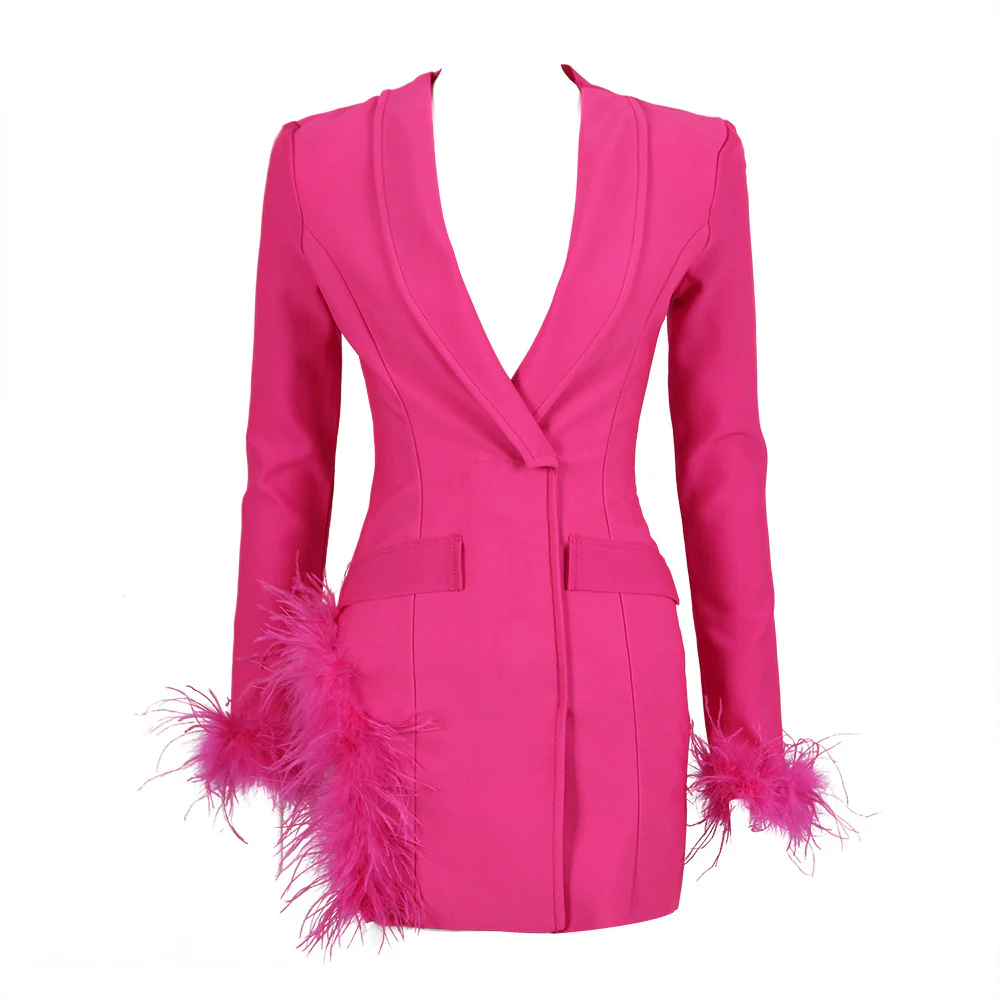 Valentina Feather-Trim Blazer Dress - Image 8