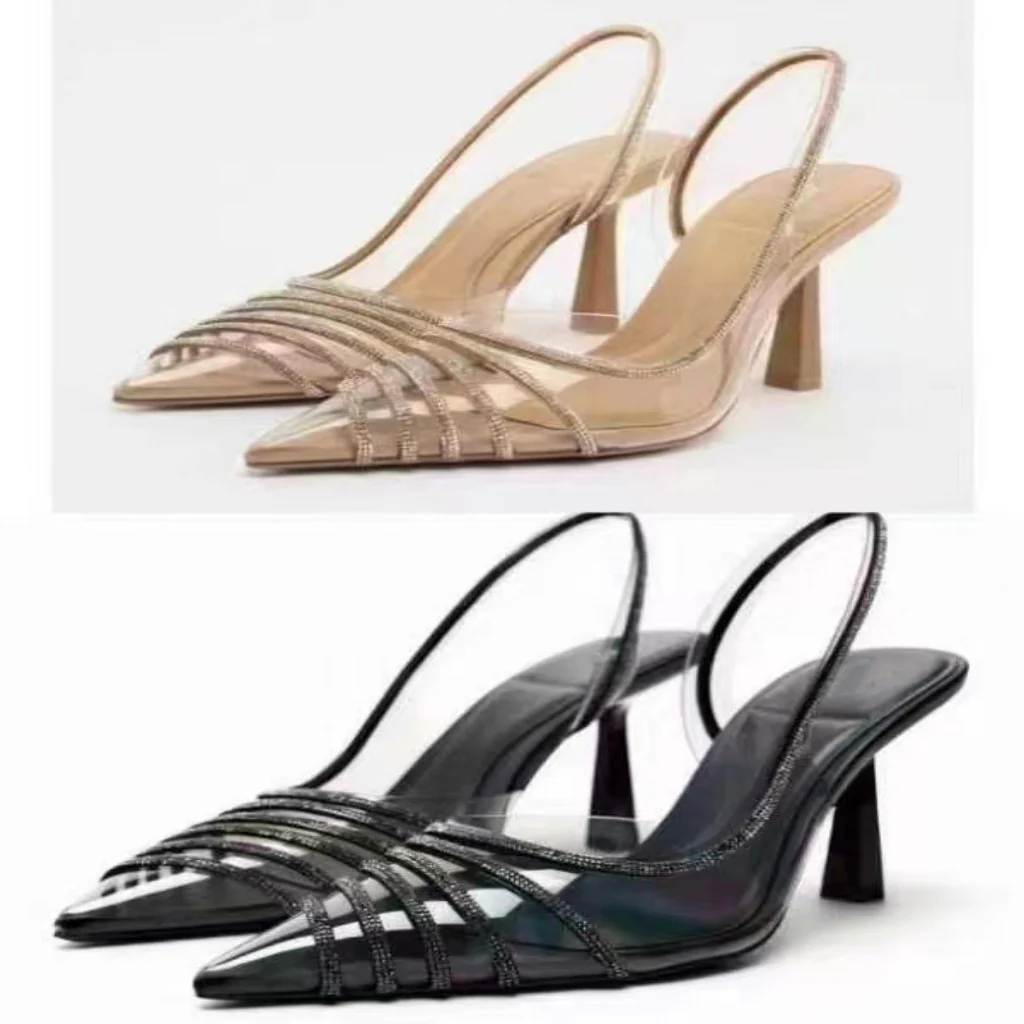Nova Crystal-Trim Clear Slingback Heels - Image 6