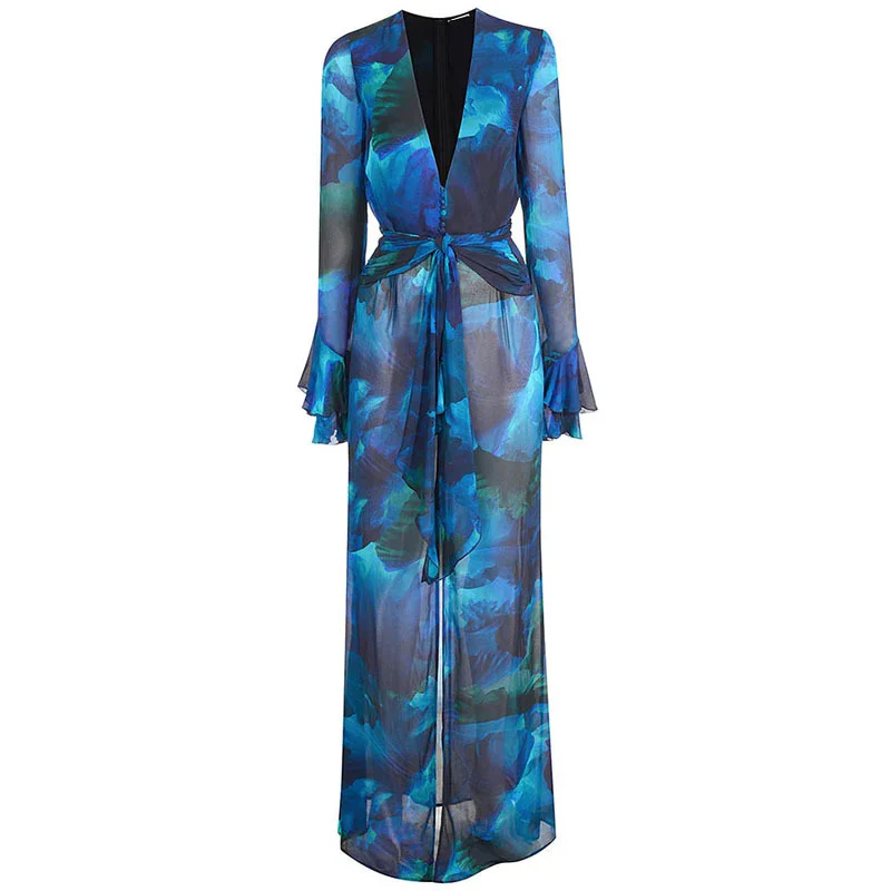 Azura Printed Wrap Maxi Dress - Image 2