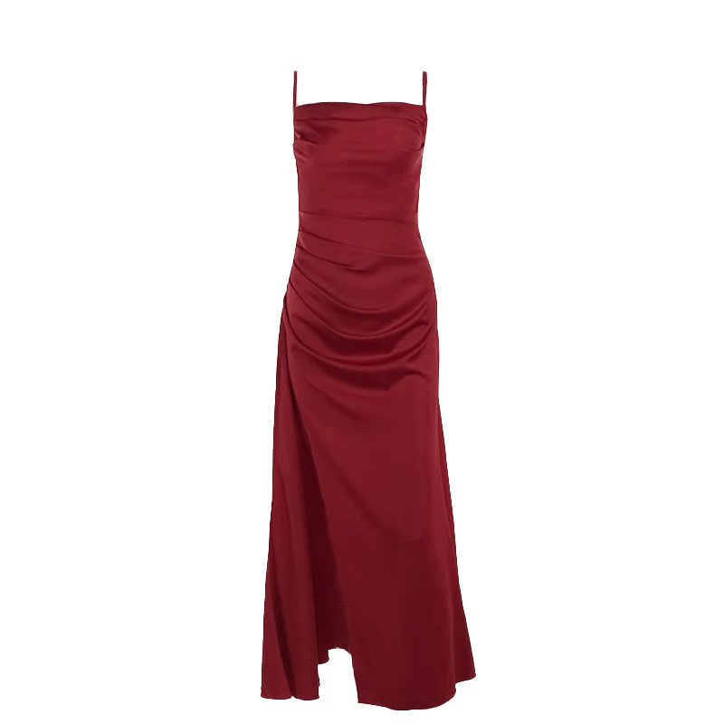 Vienna Satin Gown— Cowl Neck Ruched Maxi with Thigh Slit - Image 3
