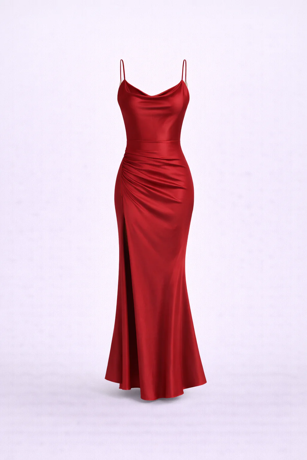Vienna Satin Gown— Cowl Neck Ruched Maxi with Thigh Slit - Image 4