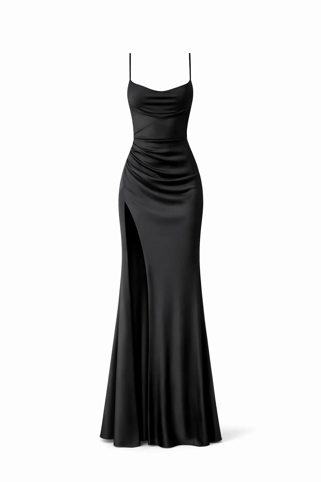 Vienna Satin Gown— Cowl Neck Ruched Maxi with Thigh Slit - Image 5