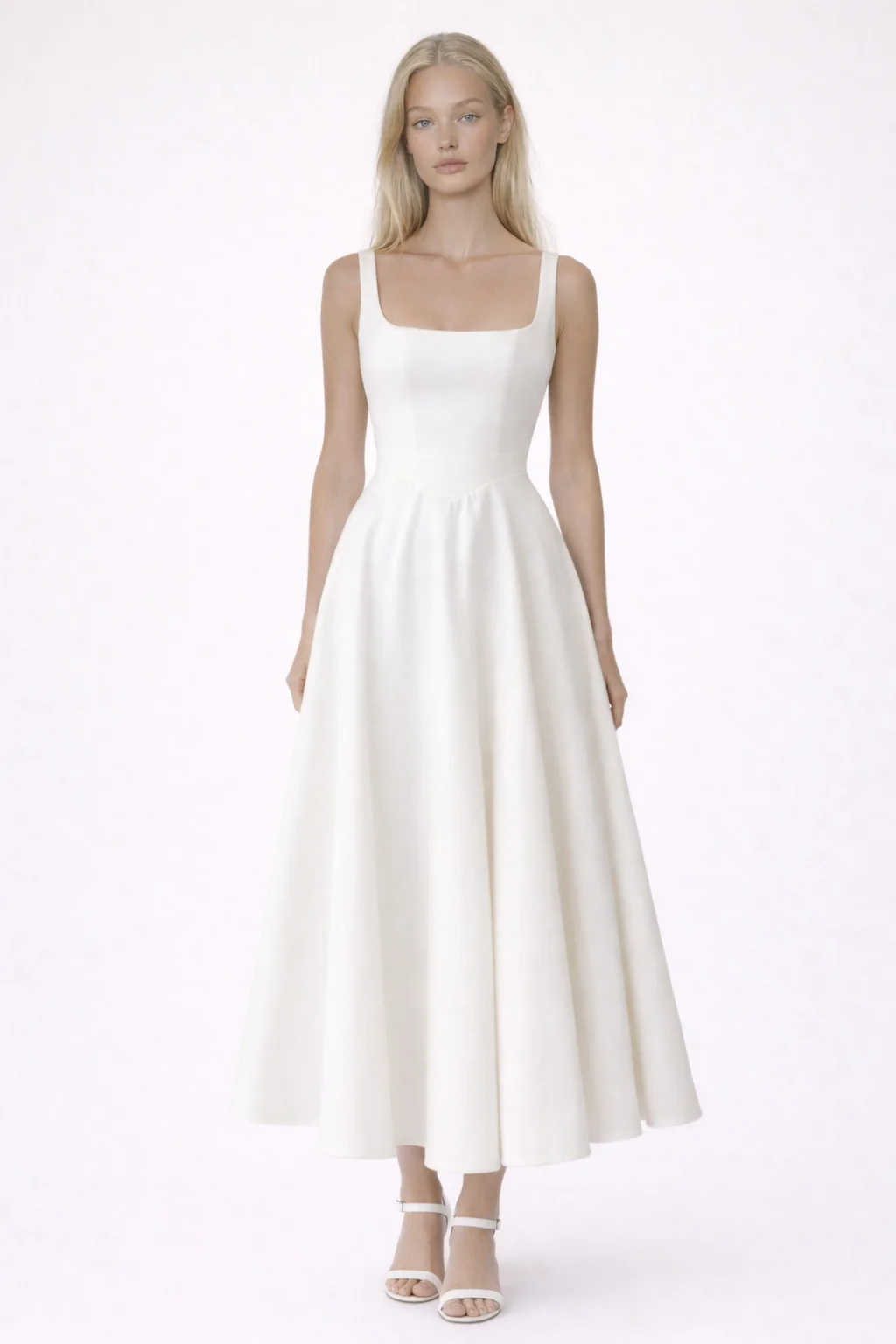 PORTOFINO DRESS — Square-Neck Midi with Full Circle Skirt
