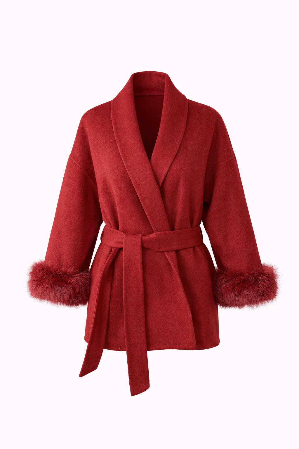 Chamonix Coat — Belted Wool-Blend Coat with Faux Fur Trim - Image 10