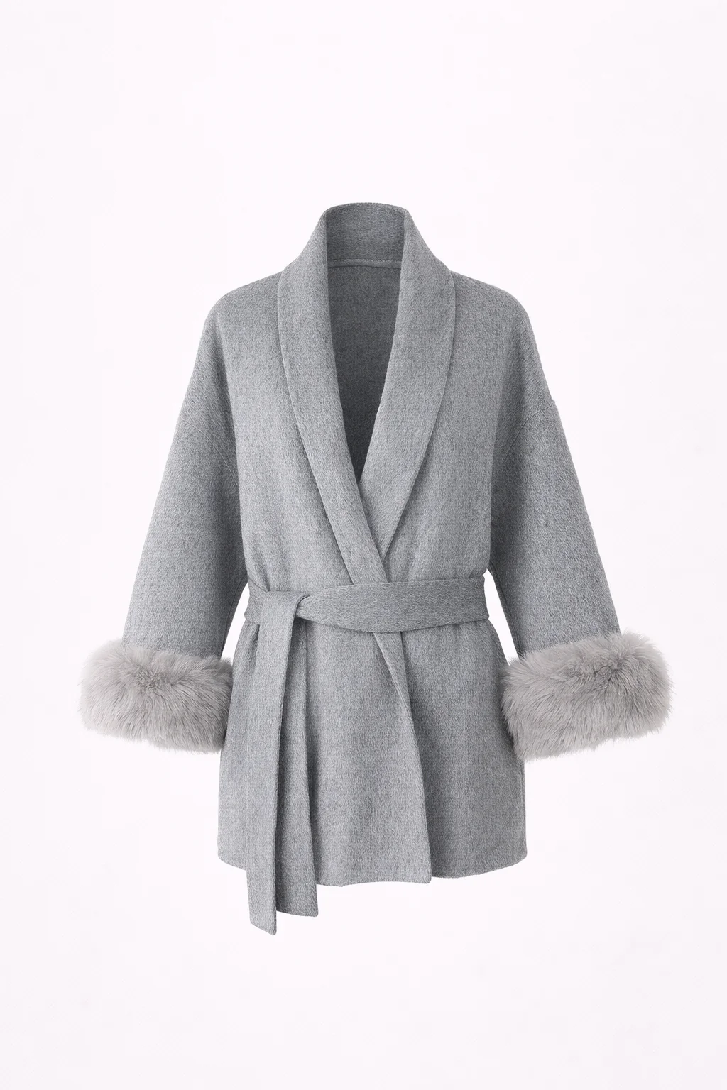 Chamonix Coat — Belted Wool-Blend Coat with Faux Fur Trim - Image 6