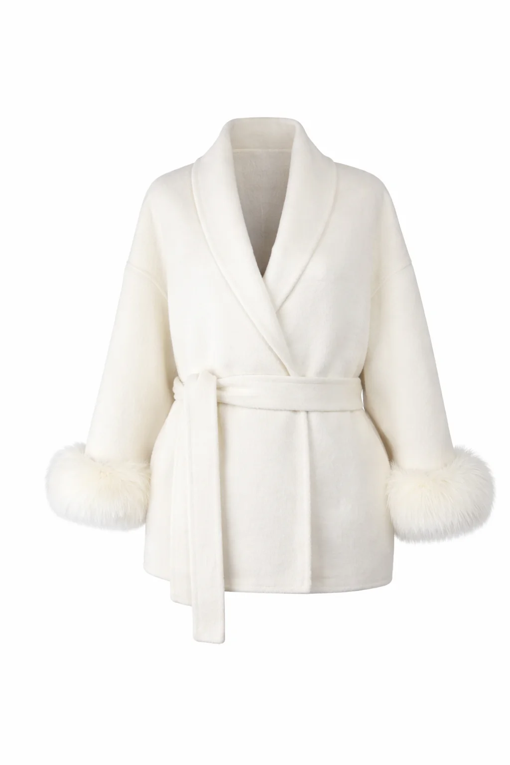 Chamonix Coat — Belted Wool-Blend Coat with Faux Fur Trim - Image 7