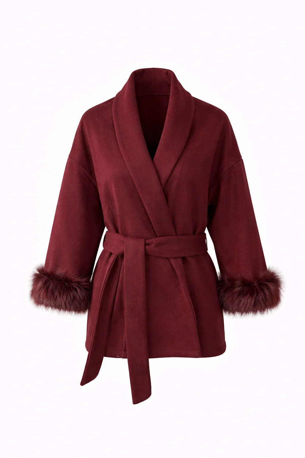Chamonix Coat — Belted Wool-Blend Coat with Faux Fur Trim - Image 8