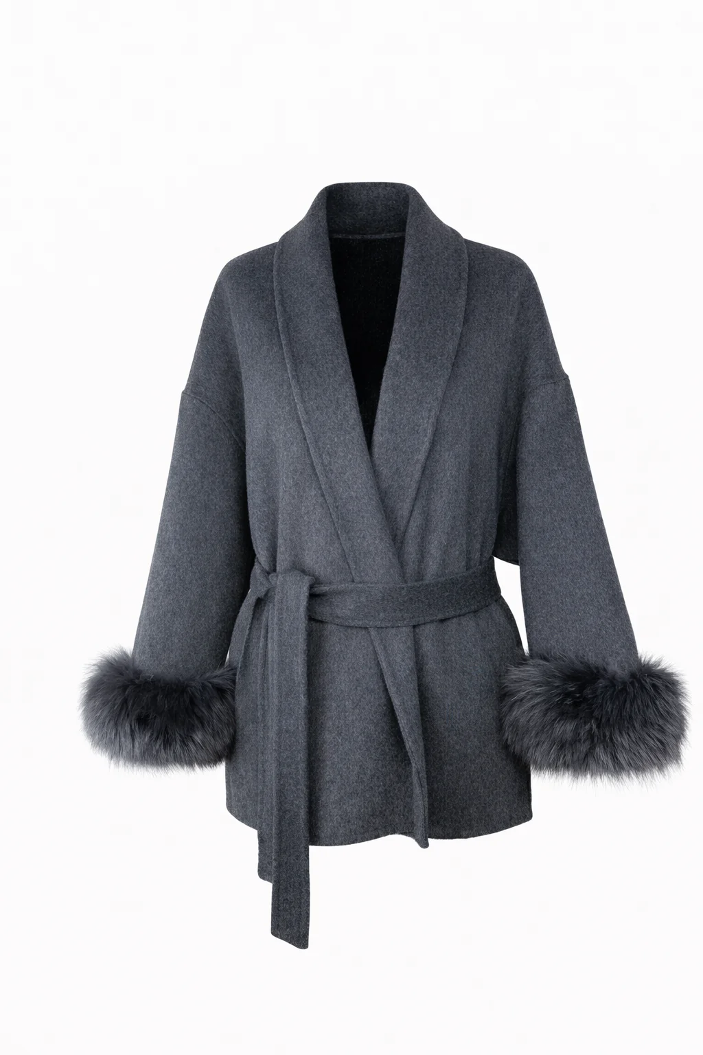 Chamonix Coat — Belted Wool-Blend Coat with Faux Fur Trim - Image 9