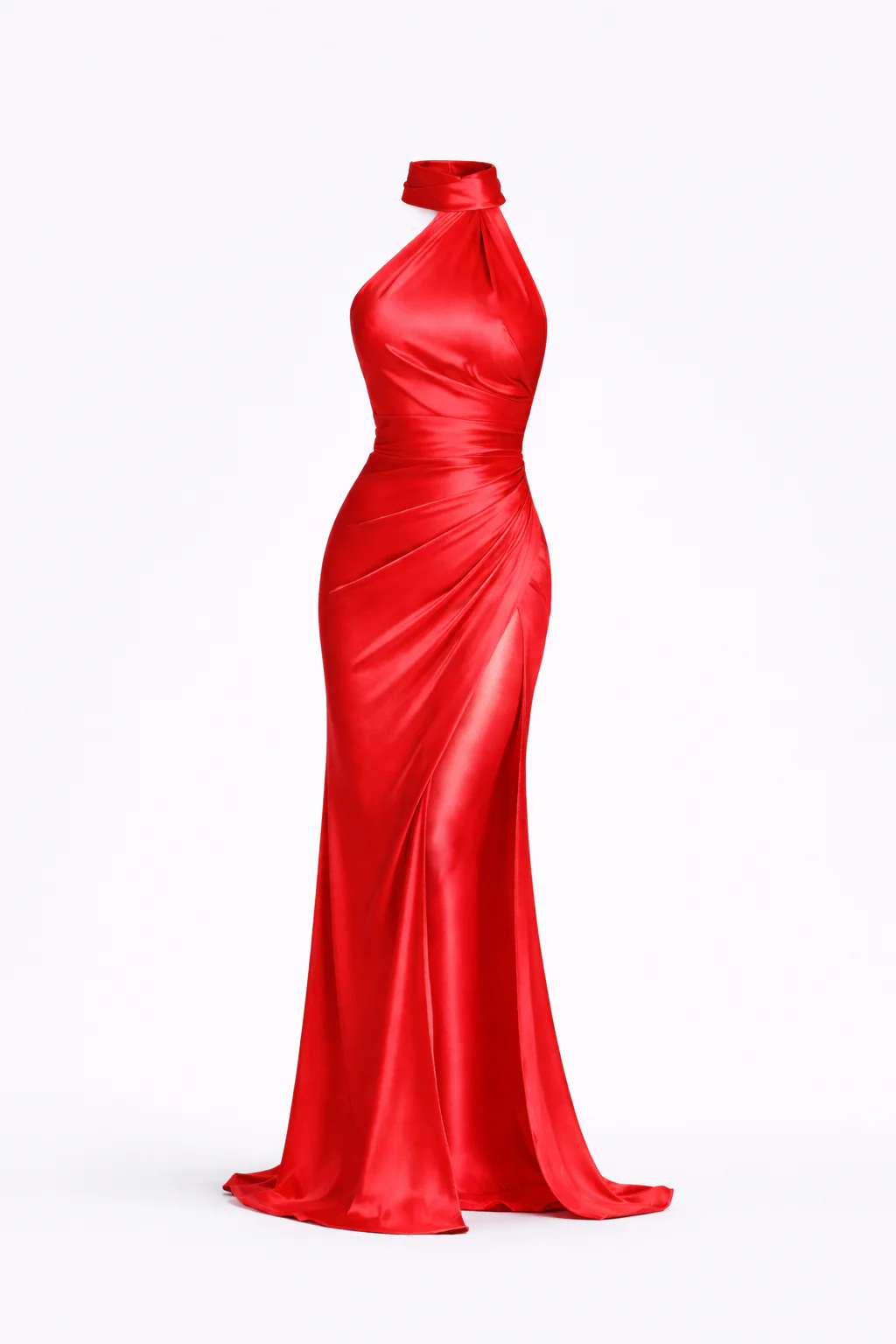 SERAPHINE HALTER GOWN — High-Neck Satin Slit Dress - Image 3