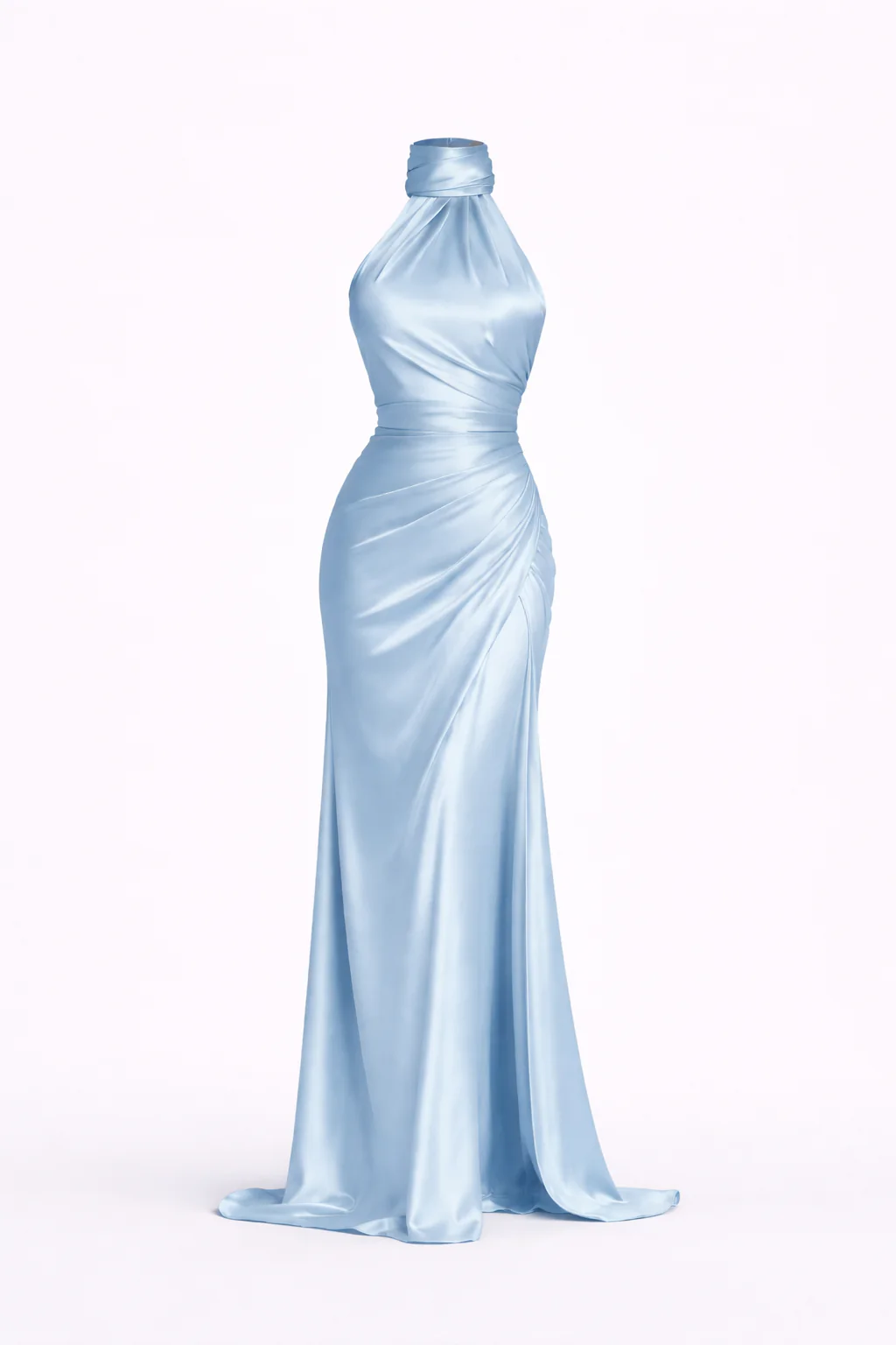 SERAPHINE HALTER GOWN — High-Neck Satin Slit Dress - Image 7