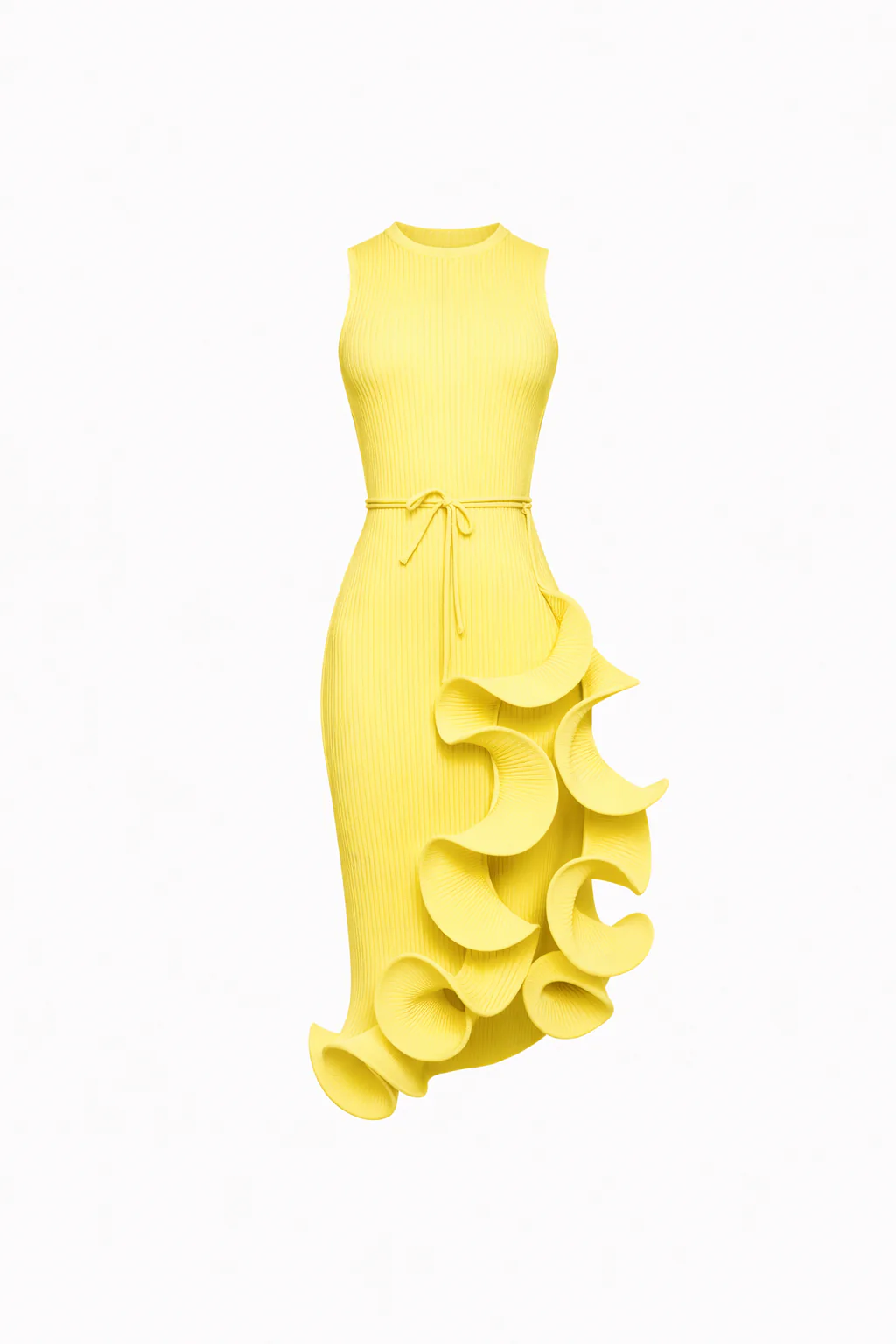 LUMIÈRE RUFFLE MIDI — Irregular Lace-Up Dress - Image 3