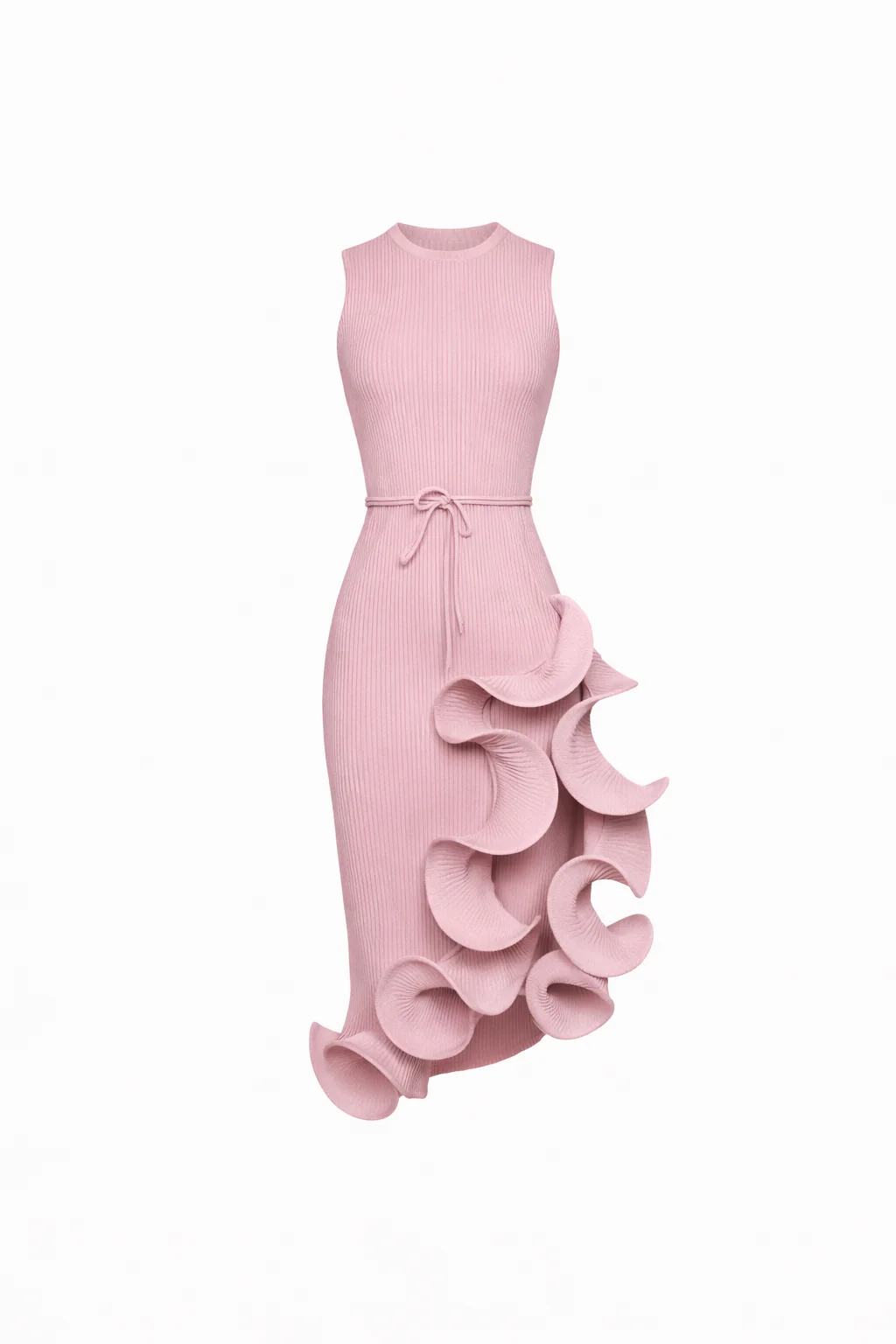 LUMIÈRE RUFFLE MIDI — Irregular Lace-Up Dress - Image 4