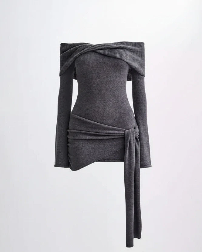 MIRA — Off-Shoulder Knit Mini Dress - Image 3