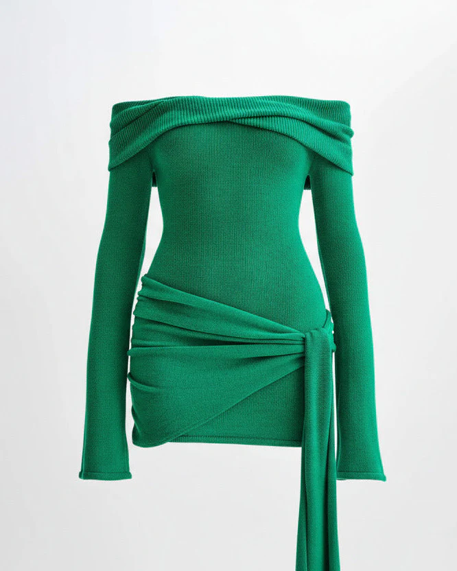 MIRA — Off-Shoulder Knit Mini Dress - Image 4