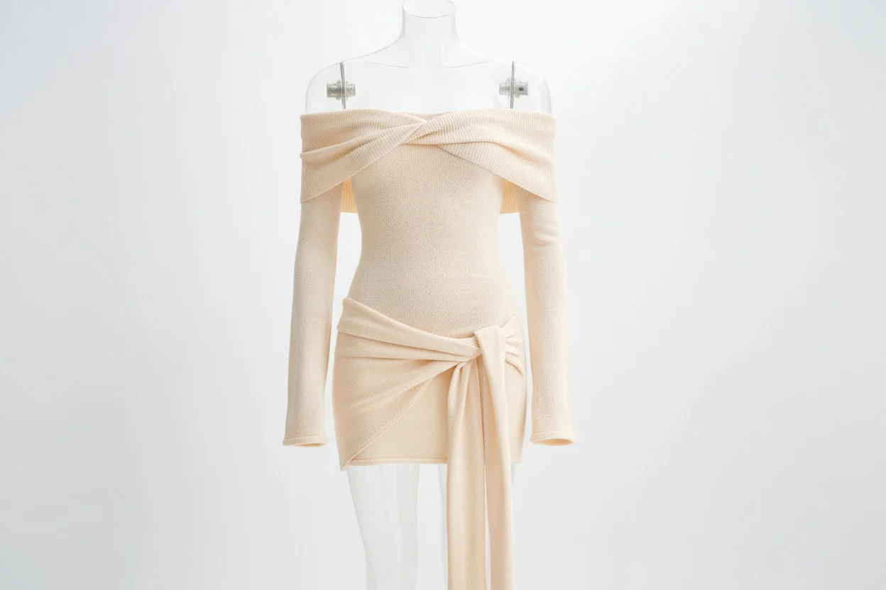 MIRA — Off-Shoulder Knit Mini Dress - Image 6
