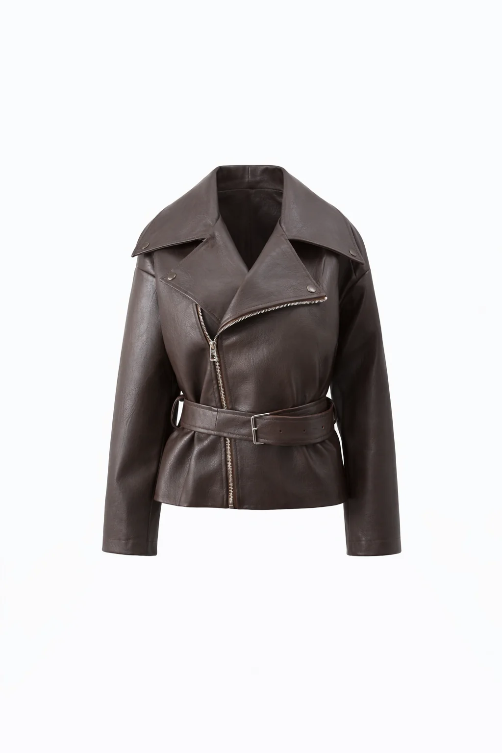 SEVILLE JACKET — Oversized Leather Moto with Waist Tie - Image 3