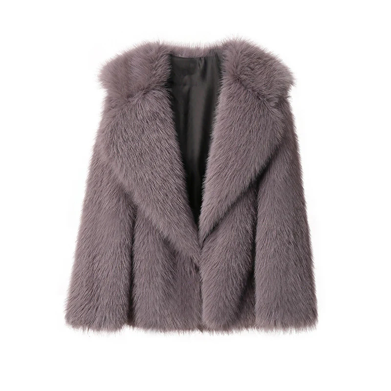 The Lapel Faux Fur Coat - Image 6