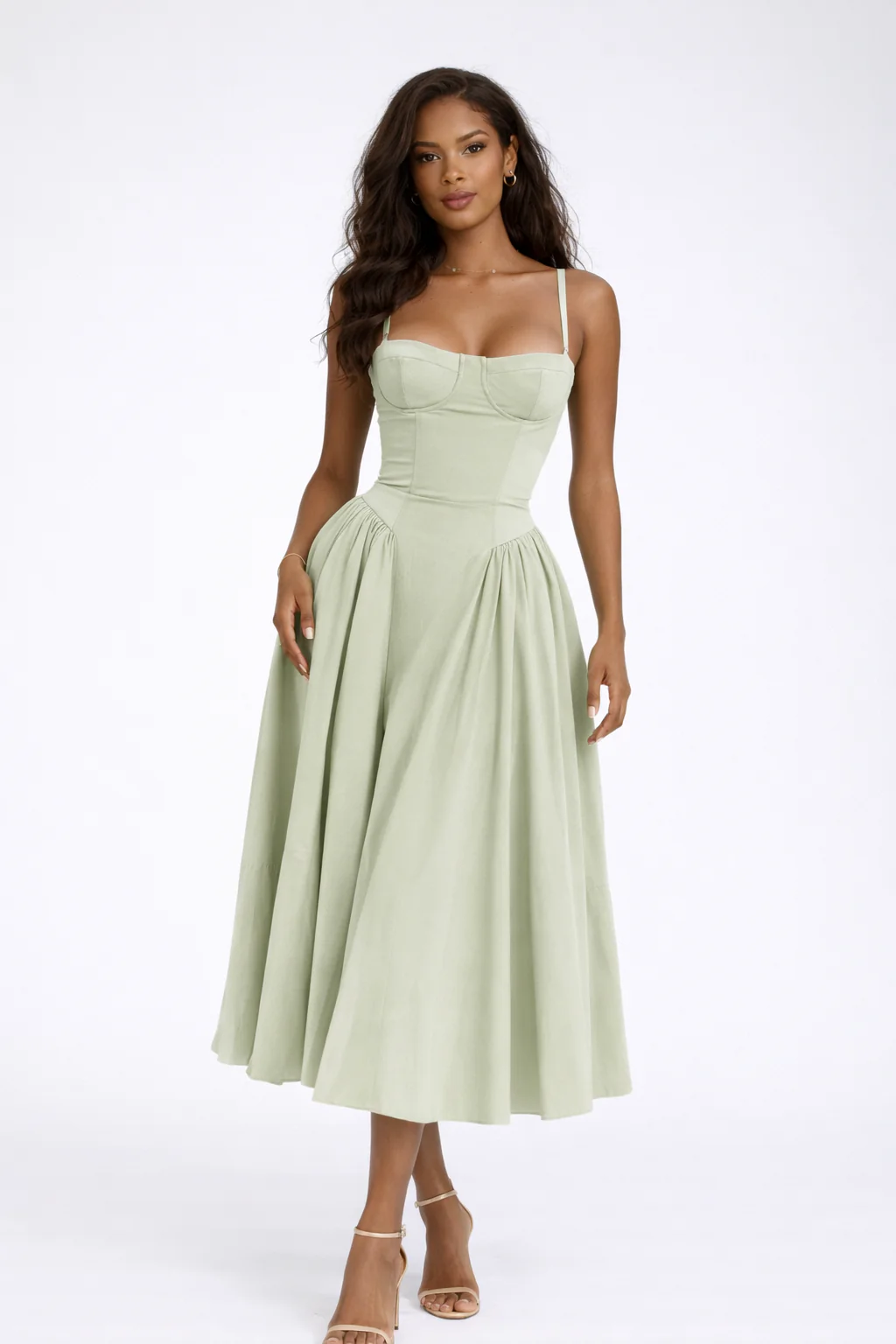 LYS DRESS — Strapless Structured Midi with Full Skirt