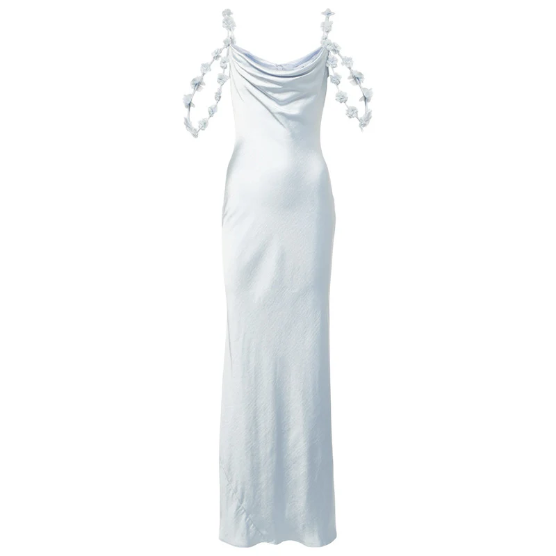 Amara Floral Strap Satin Maxi Dress - Image 4