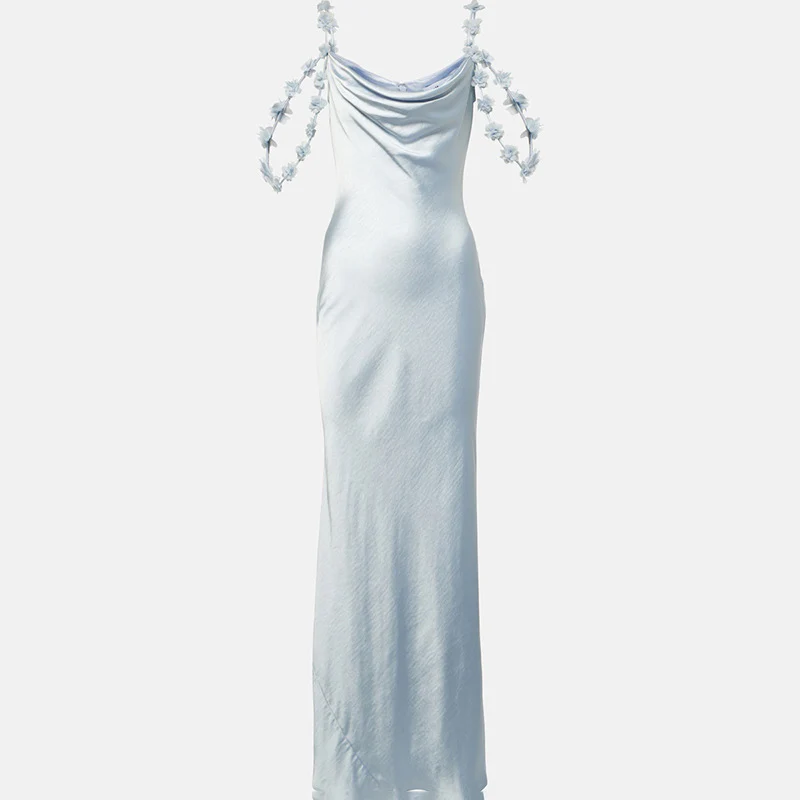 Amara Floral Strap Satin Maxi Dress - Image 5