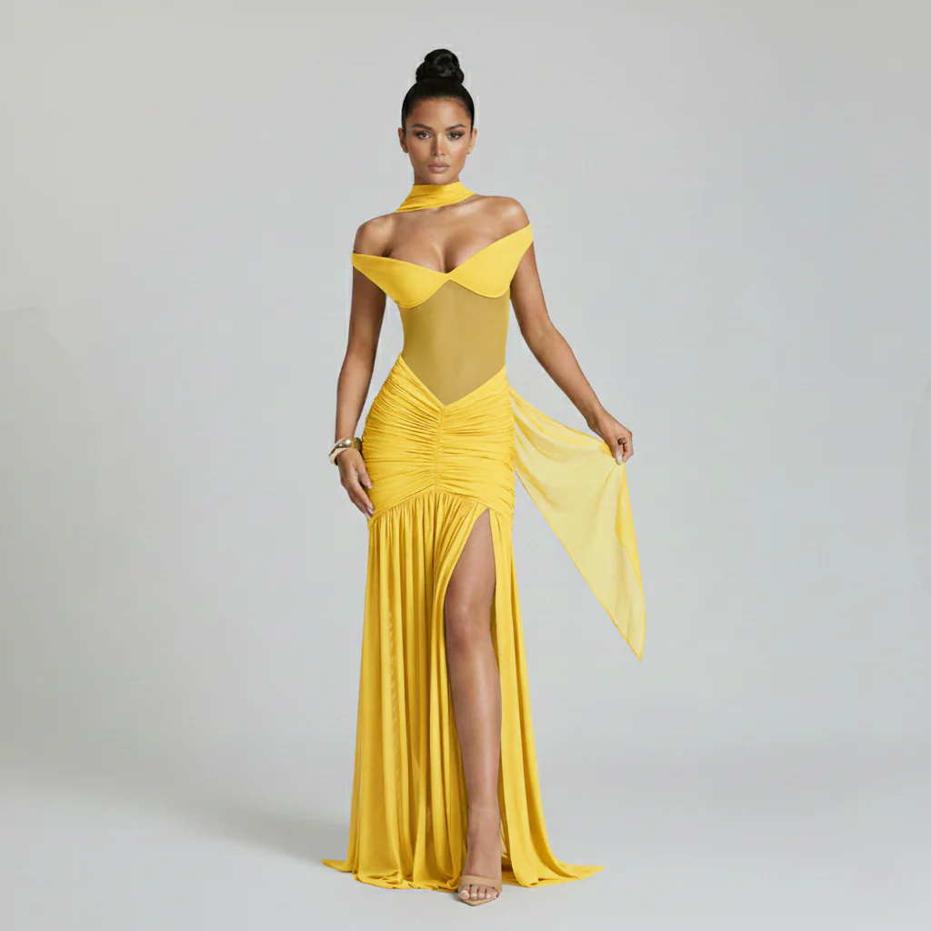 Noir Off Shoulder Corset Maxi Gown - Image 3