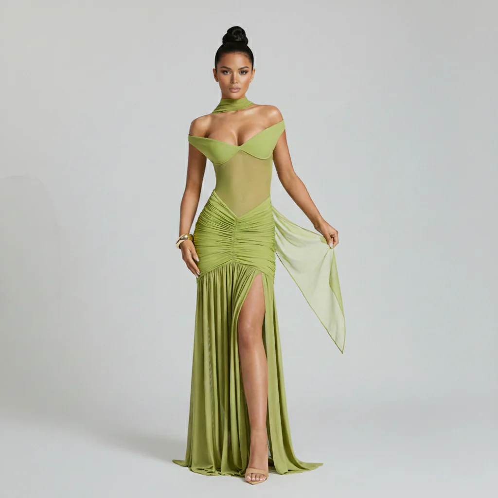 Noir Off Shoulder Corset Maxi Gown - Image 4