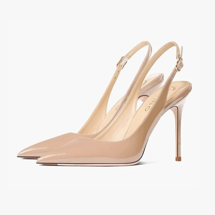 Nude Soft Leather Hollow Female Ankle-strap High Heels - Image 2