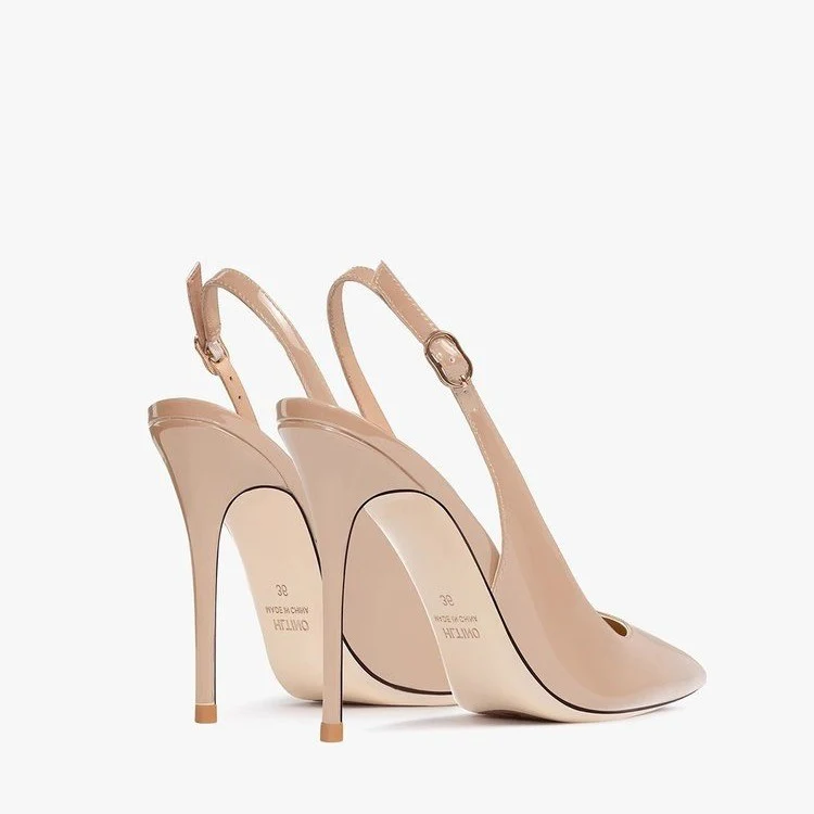 Nude Soft Leather Hollow Female Ankle-strap High Heels - Image 3