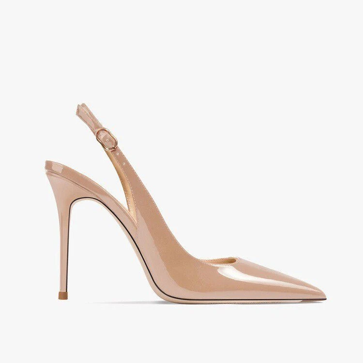 Nude Soft Leather Hollow Female Ankle-strap High Heels - Image 5