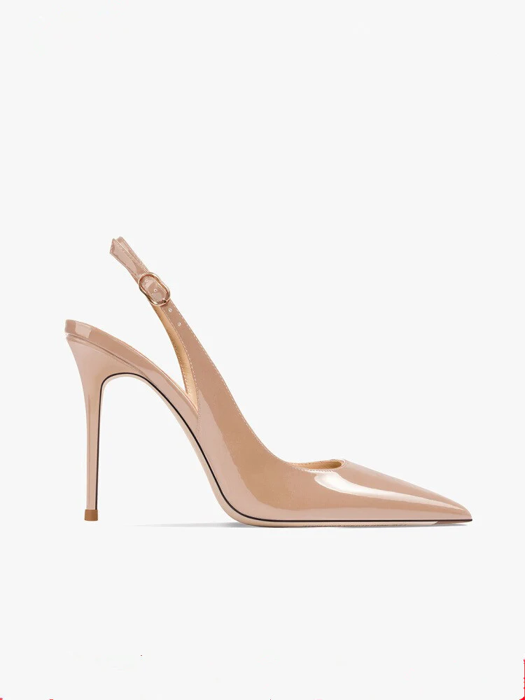 Nude Soft Leather Hollow Female Ankle-strap High Heels - Image 9