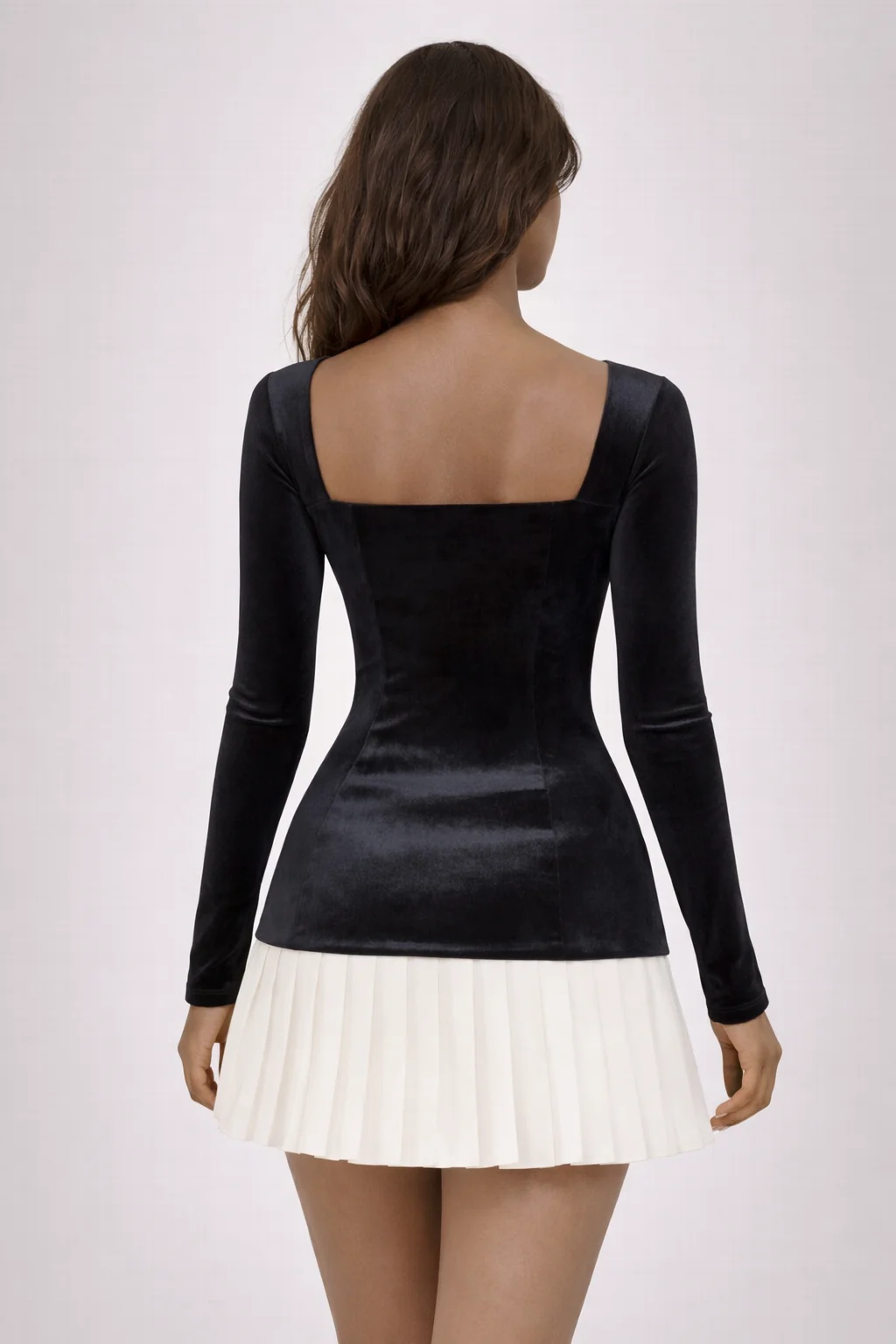 AVA MINI — Square-Neck Pleated Mini Dress - Image 2