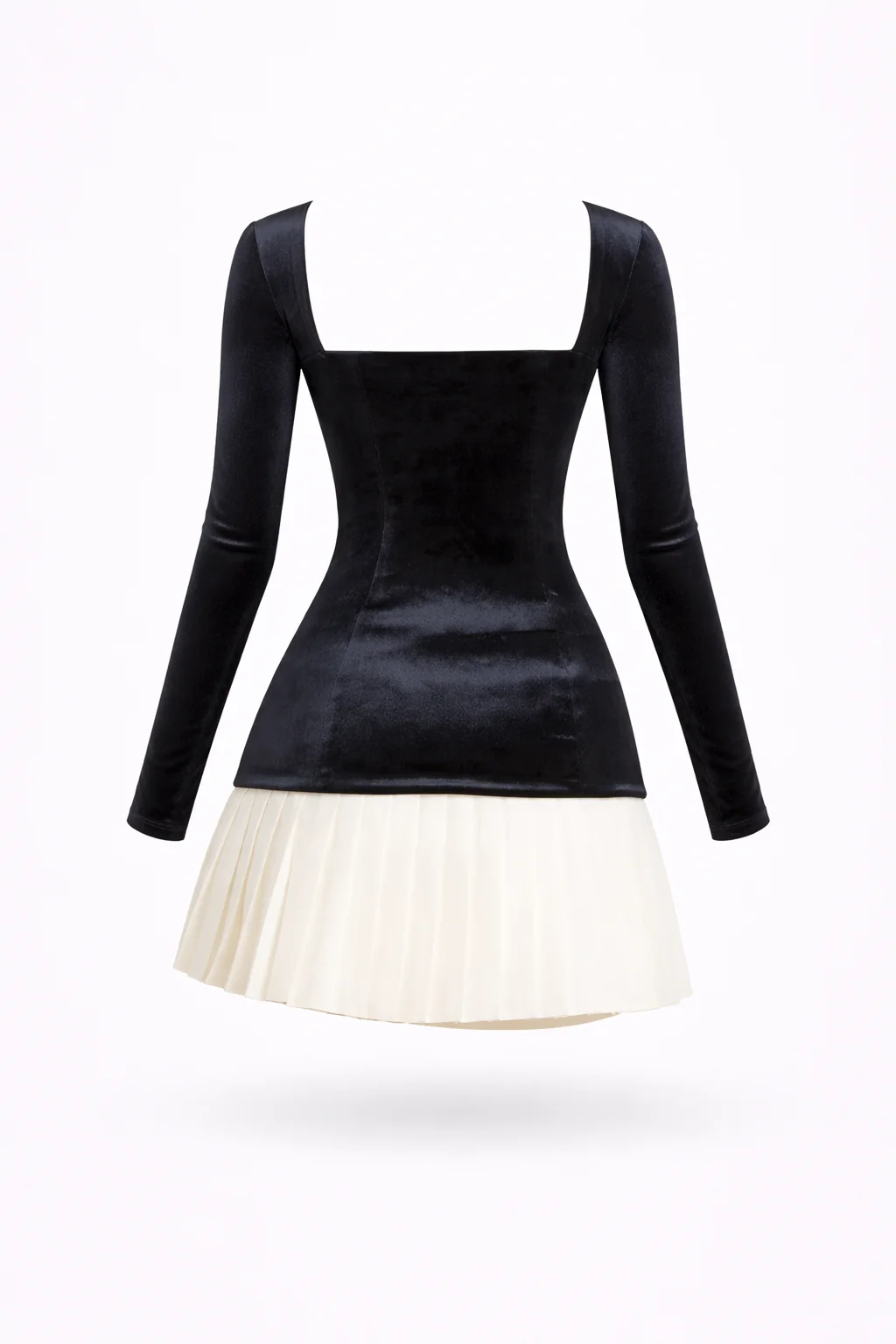 AVA MINI — Square-Neck Pleated Mini Dress - Image 3